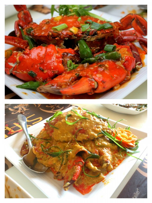 泰国红辣椒蟹和泰国黄咖喱蟹